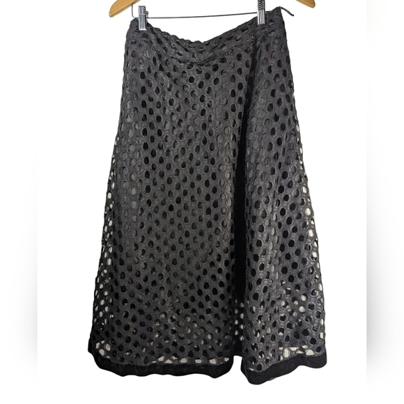 Gibson Latimer Goth Black Eyelet Layered Midi Maxi Pull-On Skirt Size M - Picture 1 of 8